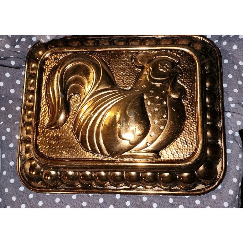 Vintage 1983 HOMCO Rooster Mold Faux Copper Wall Hanging Grannycore Farm
